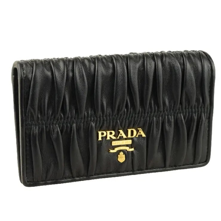 PRADA GAUFRÉ ROUCHED NAPPA LEATHER WALLET