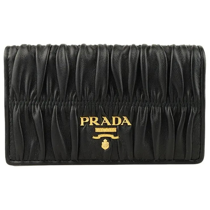 PRADA GAUFRÉ ROUCHED NAPPA LEATHER WALLET