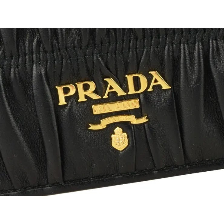 PRADA GAUFRÉ ROUCHED NAPPA LEATHER WALLET