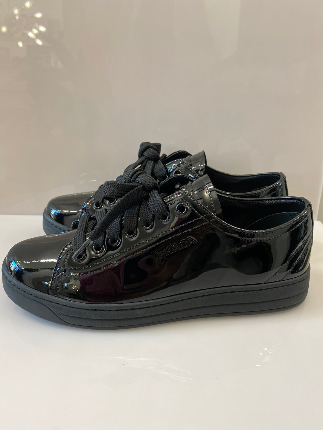PRADA SHINY PATENT LEATHER SNEAKERS