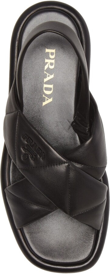 PRADA SOFT QUILTED NAPPA LEATHER PLATFORM SLINGBACK SANDALS