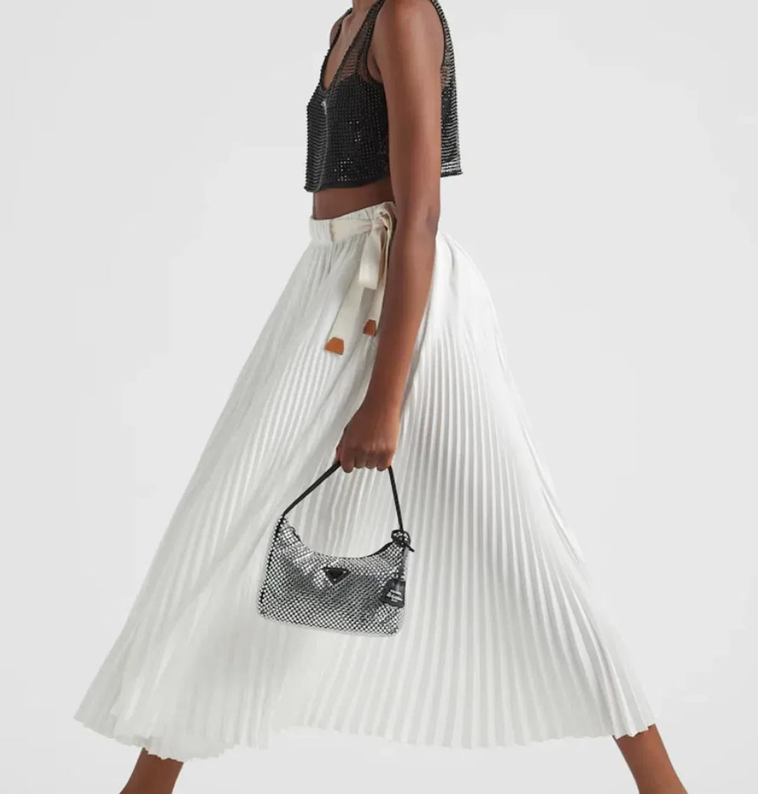 PRADA RE-EDITION 2005 CRYSTAL EMBELLISHED SATIN MINI BAG