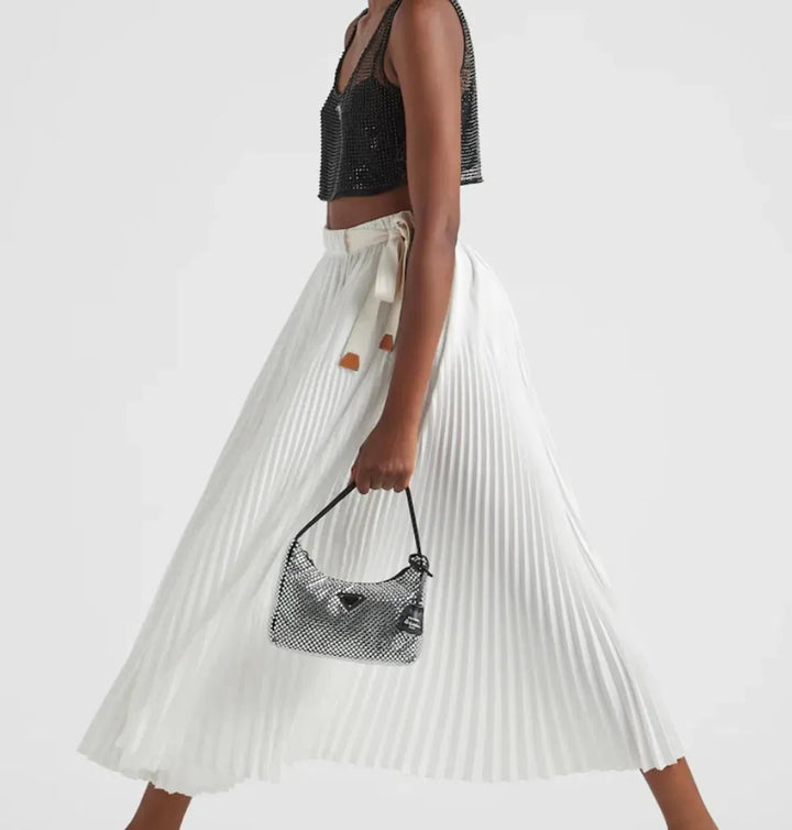 PRADA RE-EDITION 2005 CRYSTAL EMBELLISHED SATIN MINI BAG