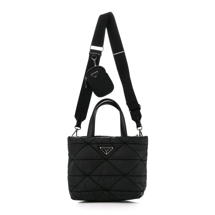 PRADA RE-NYLON TESSUTO NAPPA QUILTED PADDED ZIP TOTE BAG