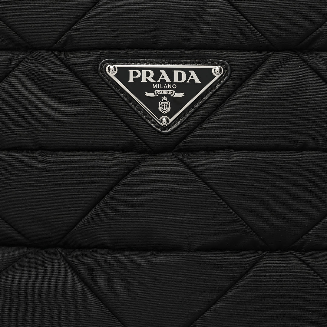 PRADA RE-NYLON TESSUTO NAPPA QUILTED PADDED ZIP TOTE BAG