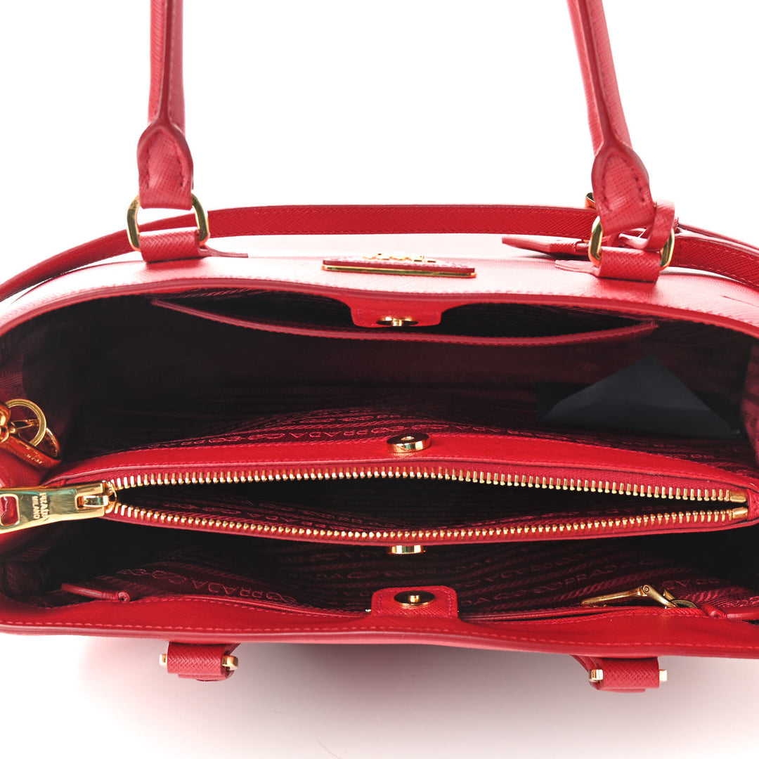 PRADA SAFFIANO LEATHER MEDIUM GALLERIA DOUBLE ZIP TOTE BAG