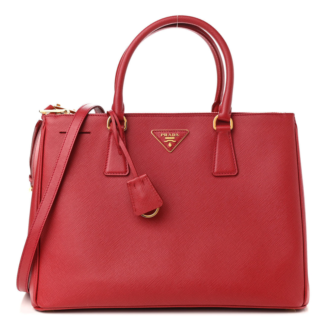PRADA SAFFIANO LEATHER MEDIUM GALLERIA DOUBLE ZIP TOTE BAG