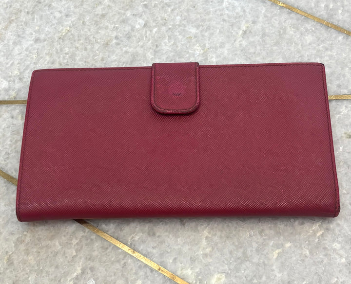 PRADA SAFFIANO LEATHER LOGO LONG FLAP WALLET
