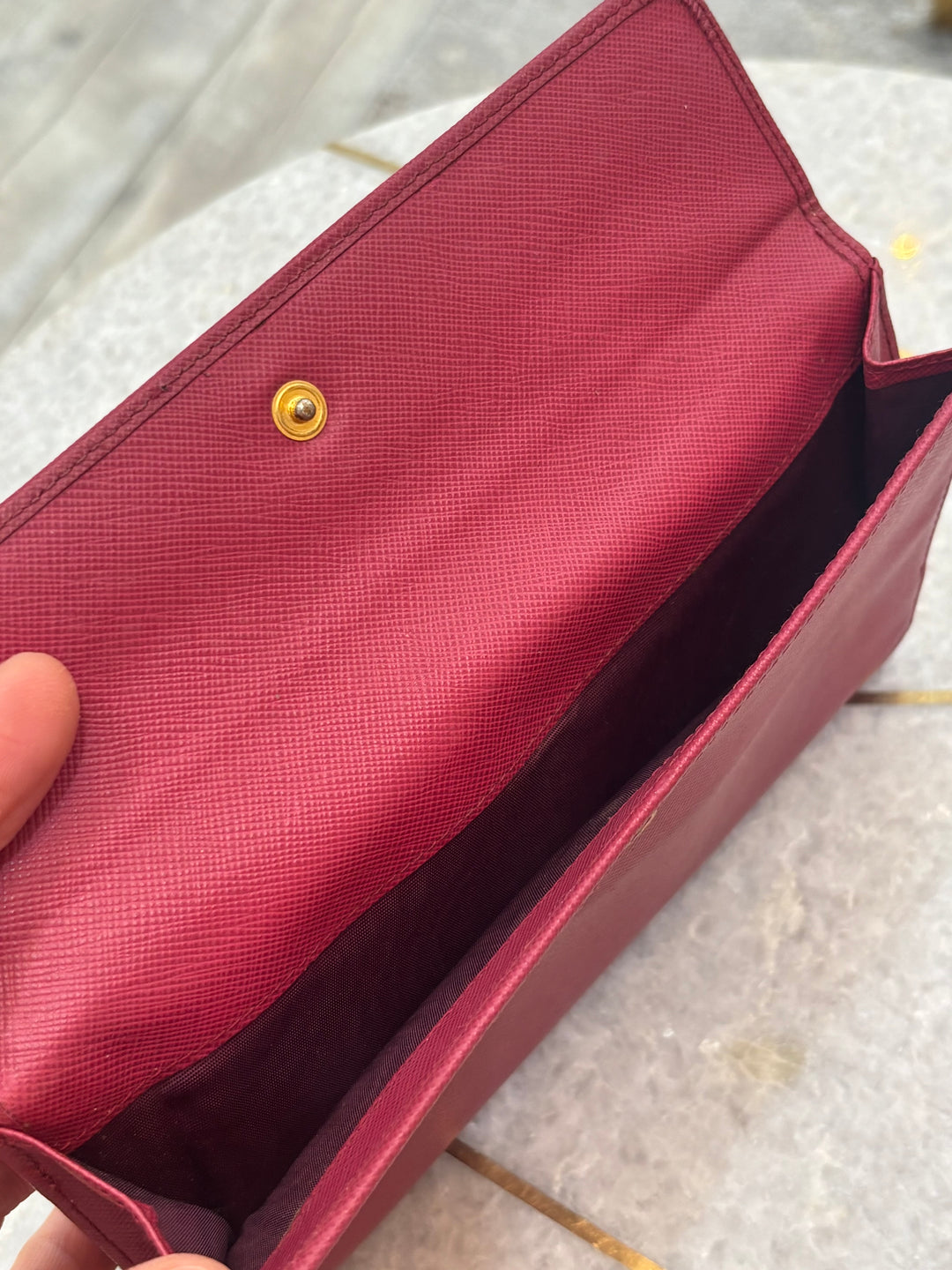 PRADA SAFFIANO LEATHER LOGO LONG FLAP WALLET
