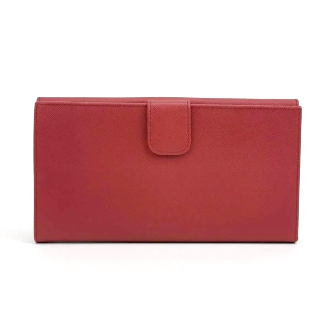 PRADA SAFFIANO LEATHER LOGO LONG FLAP WALLET