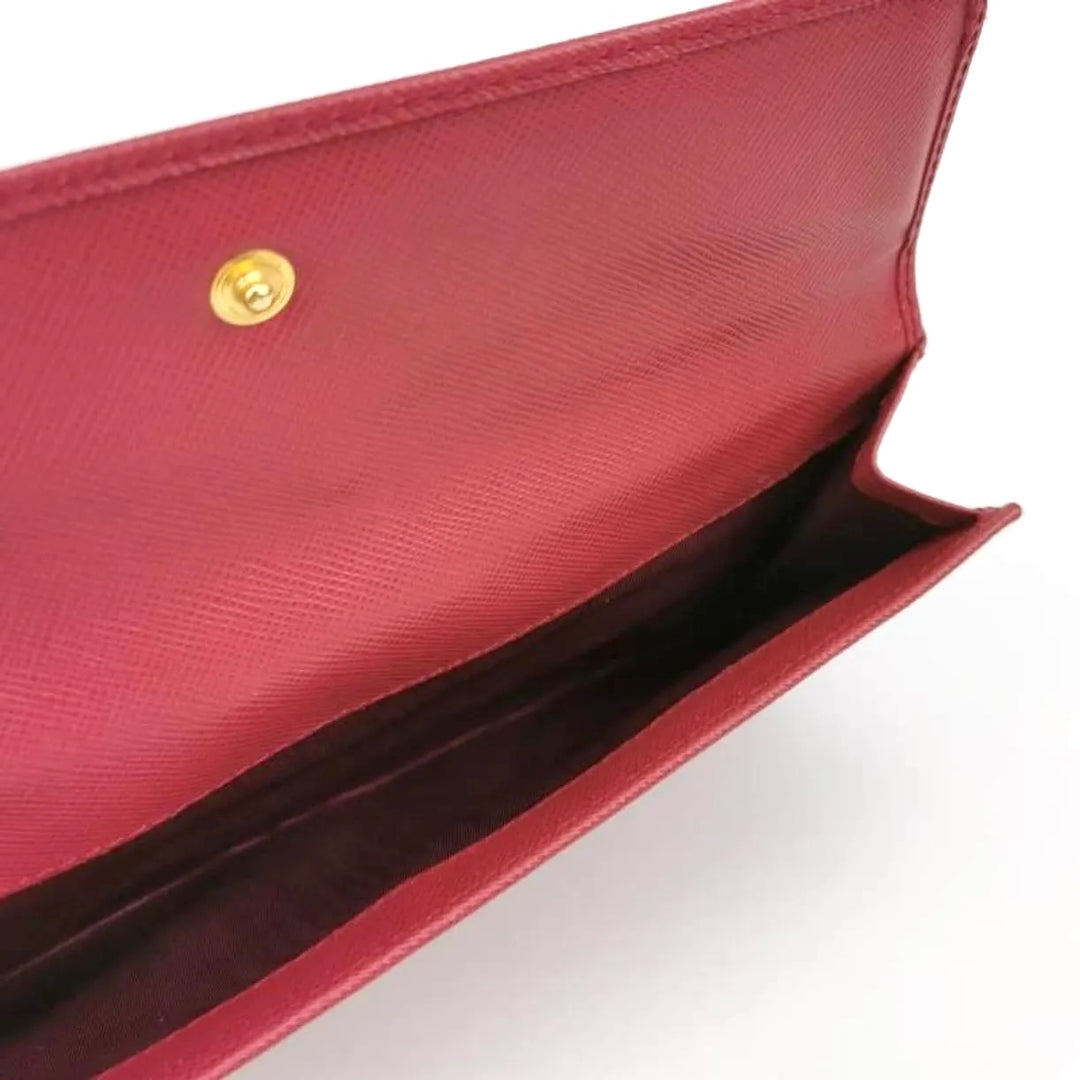 PRADA SAFFIANO LEATHER LOGO LONG FLAP WALLET