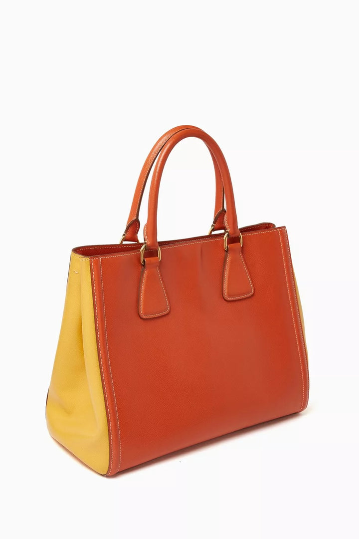 PRADA SAFFIANO LEATHER TWO-TONE GALLERIA TOTE BAG