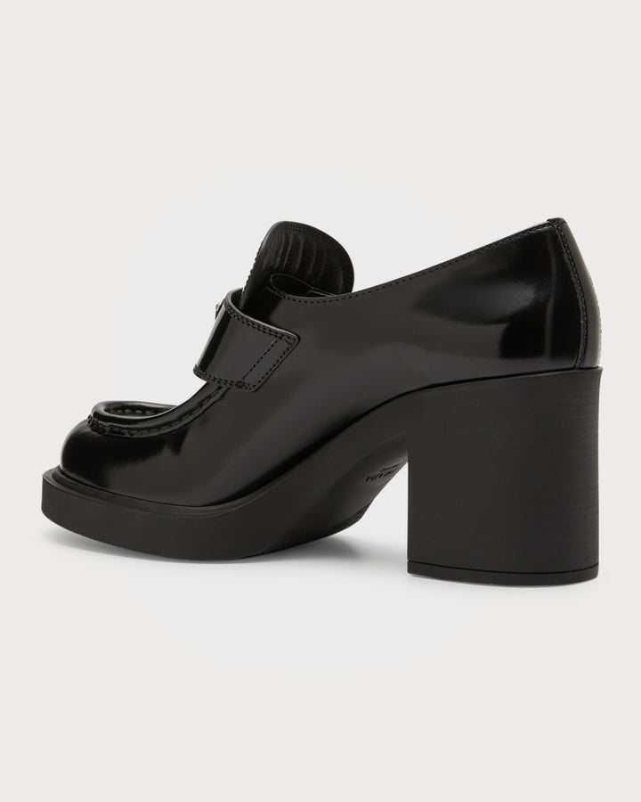 PRADA SPAZZOLATO TRIANGLE LOGO BRUSHED LEATHER LOAFERS