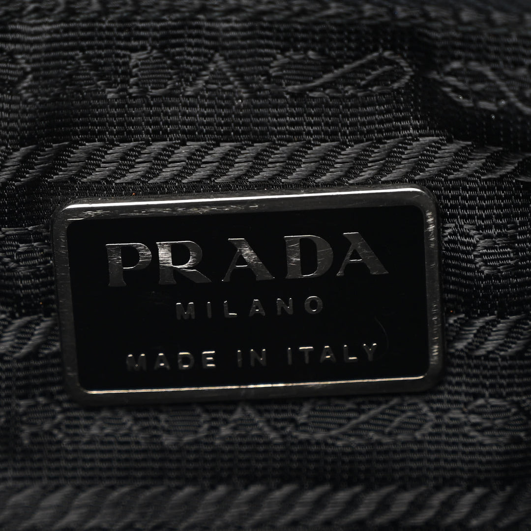 PRADA TESSUTO NYLON SOFT CALFSKIN LEATHER KIDNEY SHOULDER BAG
