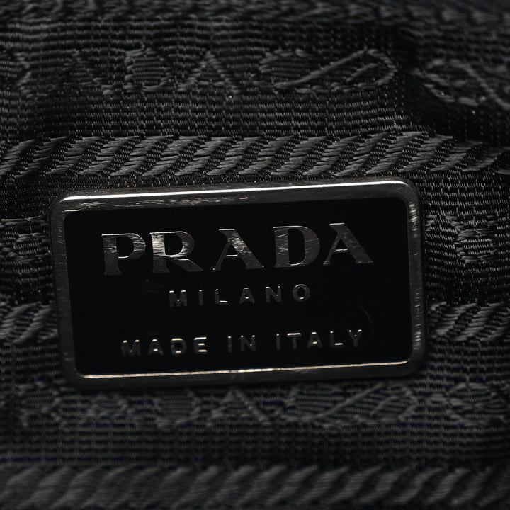 PRADA TESSUTO NYLON SOFT CALFSKIN LEATHER KIDNEY SHOULDER BAG
