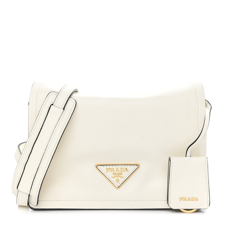 PRADA VITELLO DAINO LEATHER CROSSBODY FLAP BAG