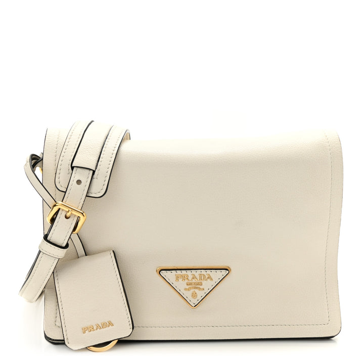 PRADA VITELLO DAINO LEATHER CROSSBODY FLAP BAG
