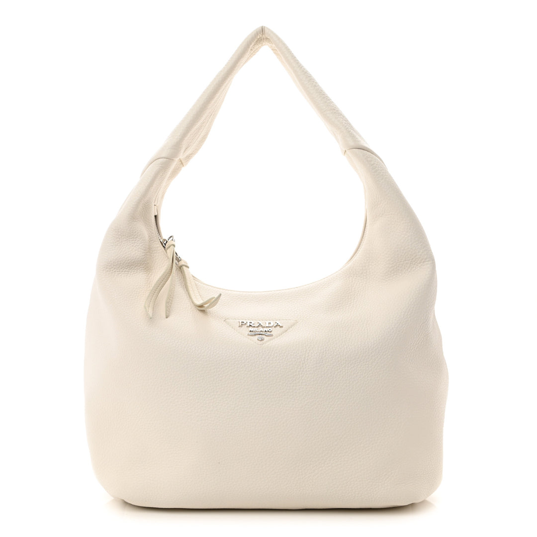 PRADA VITELLO PHENIX CALFSKIN LEATHER HOBO BAG