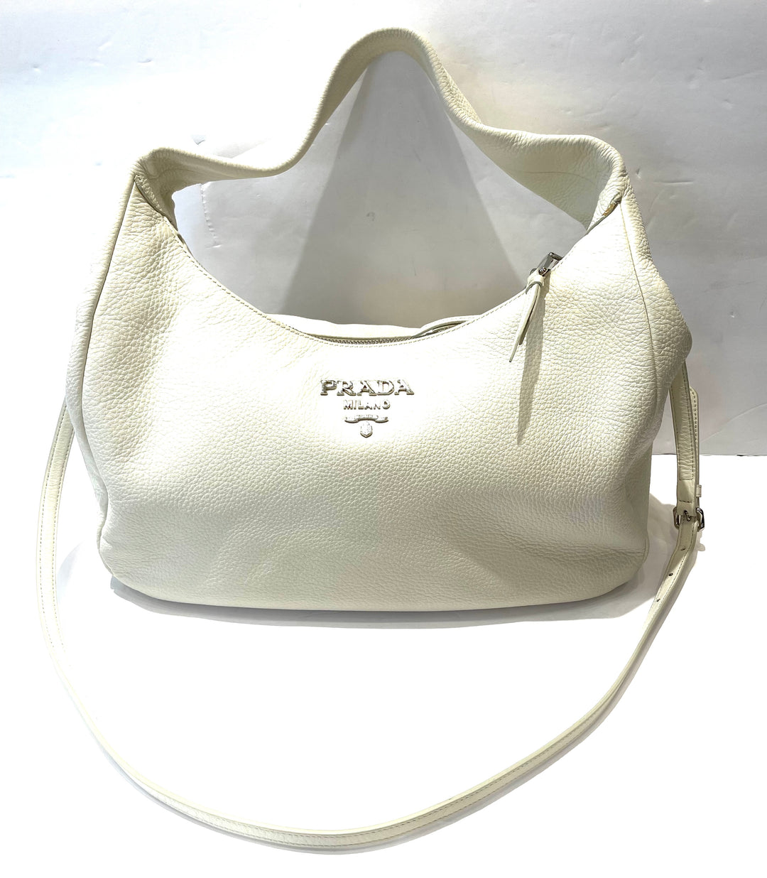 PRADA VITELLO PHENIX CALFSKIN LEATHER HOBO BAG