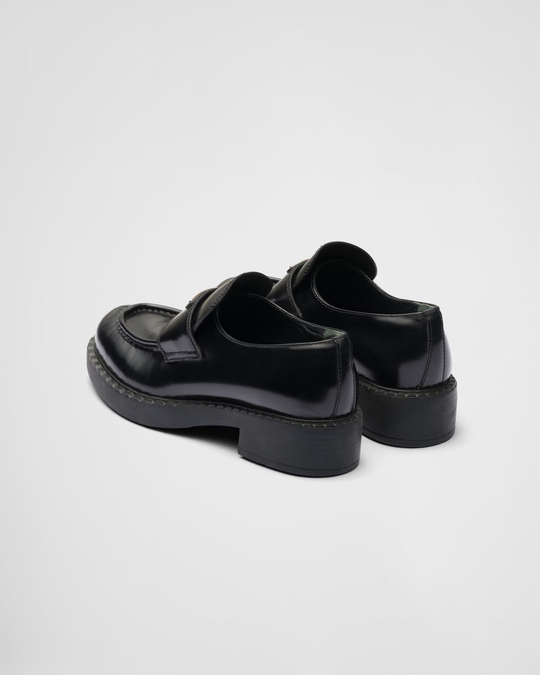 PRADA BRUSHED LEATHER TRIANGLE LOGO LOAFERS