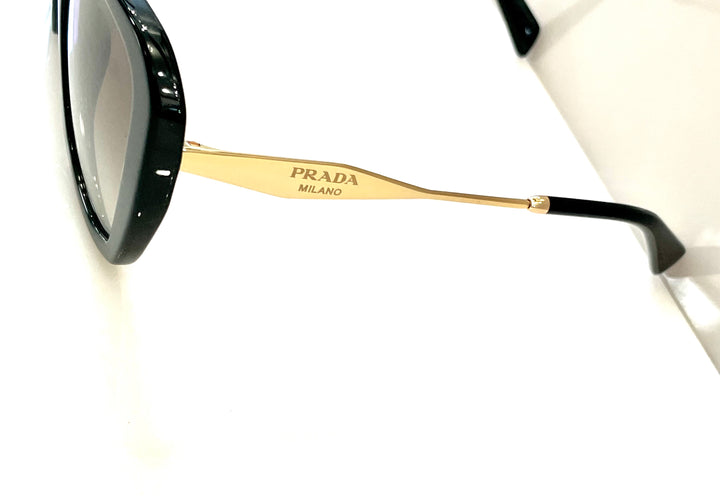 Prada Black Oversized Cat-Eye Sunglasses with Gold Logo Prada - Prada Collection - Black and Gold Cat Eye Sunglasses  main image 3