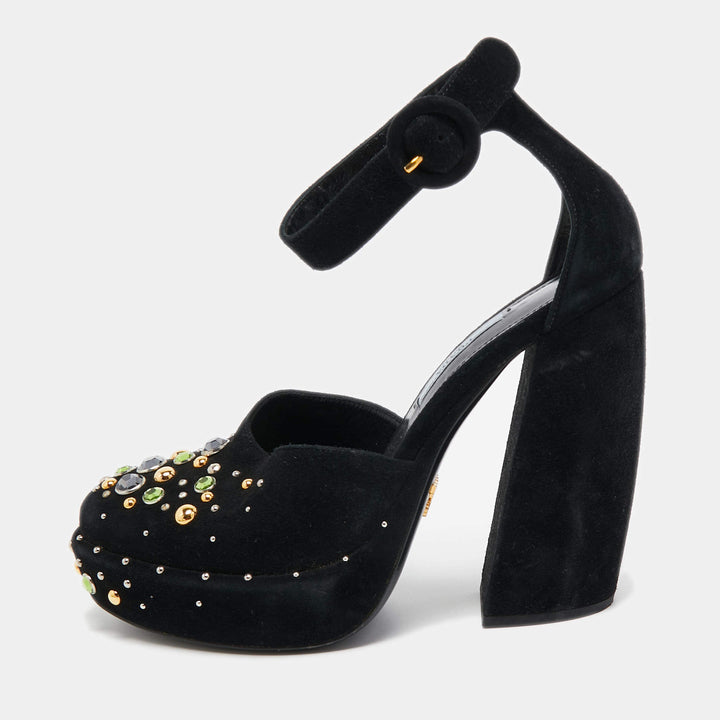 PRADA SUEDE CRYSTAL EMBELLISHED D&