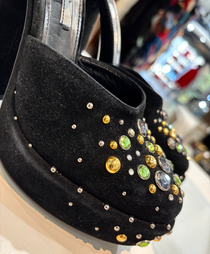 PRADA SUEDE CRYSTAL EMBELLISHED D&
