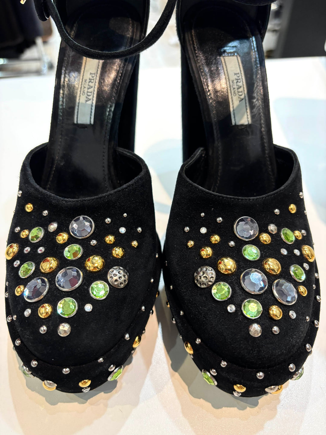PRADA SUEDE CRYSTAL EMBELLISHED D&