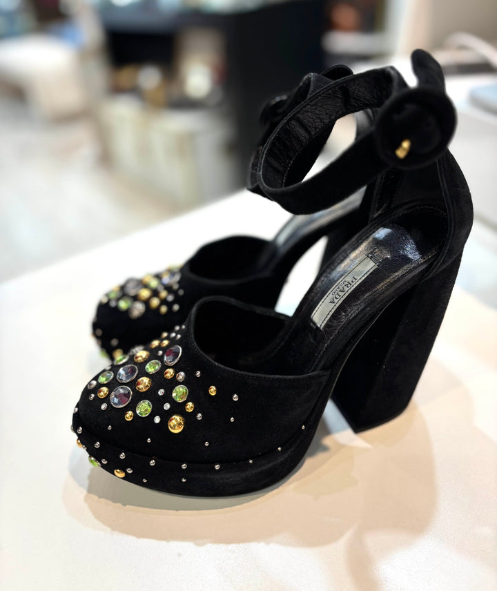 PRADA SUEDE CRYSTAL EMBELLISHED D&