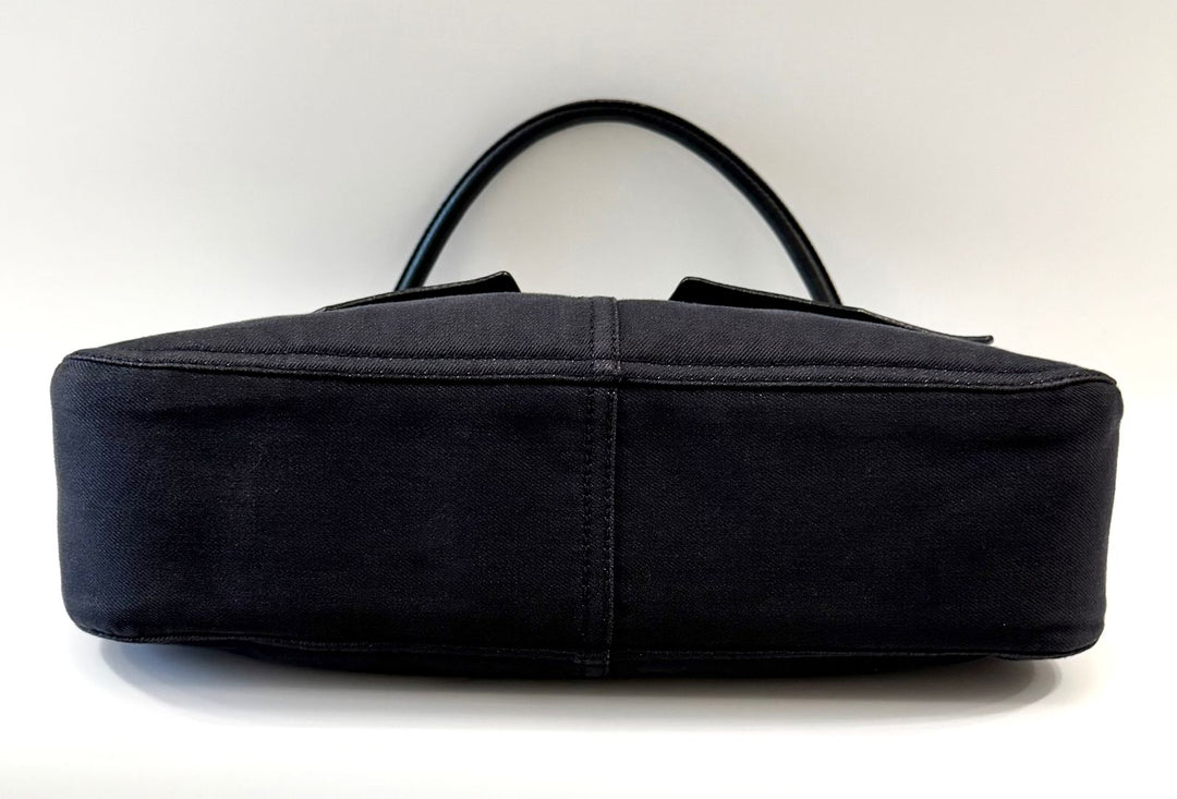 PRADA BUFALINO TRIMMED DENIM CARGO HOBO BAG