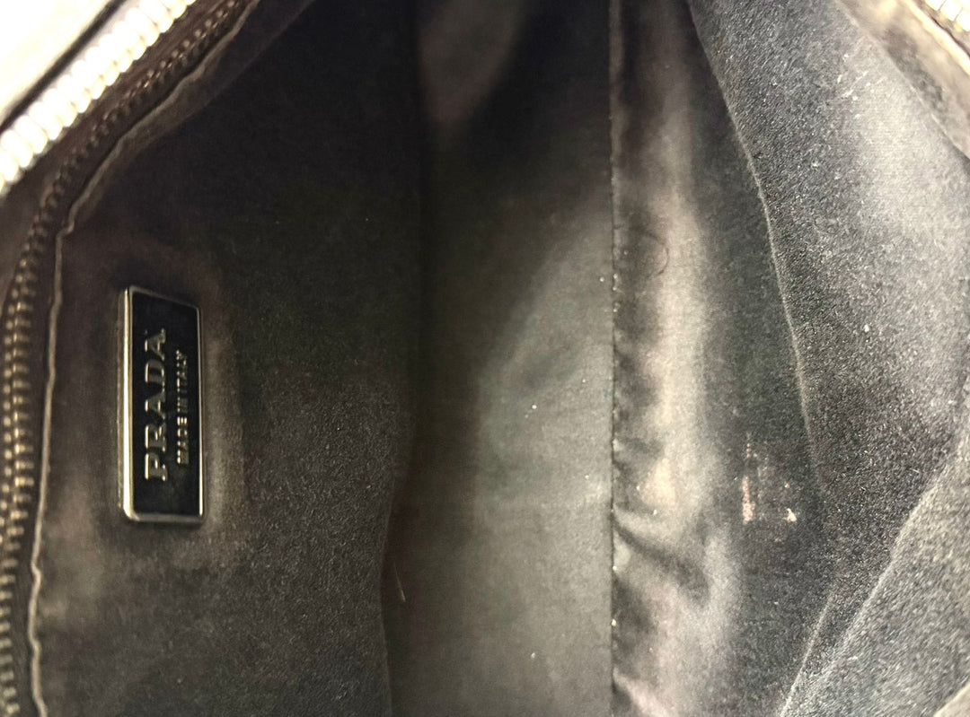 PRADA BUFALINO TRIMMED DENIM CARGO HOBO BAG