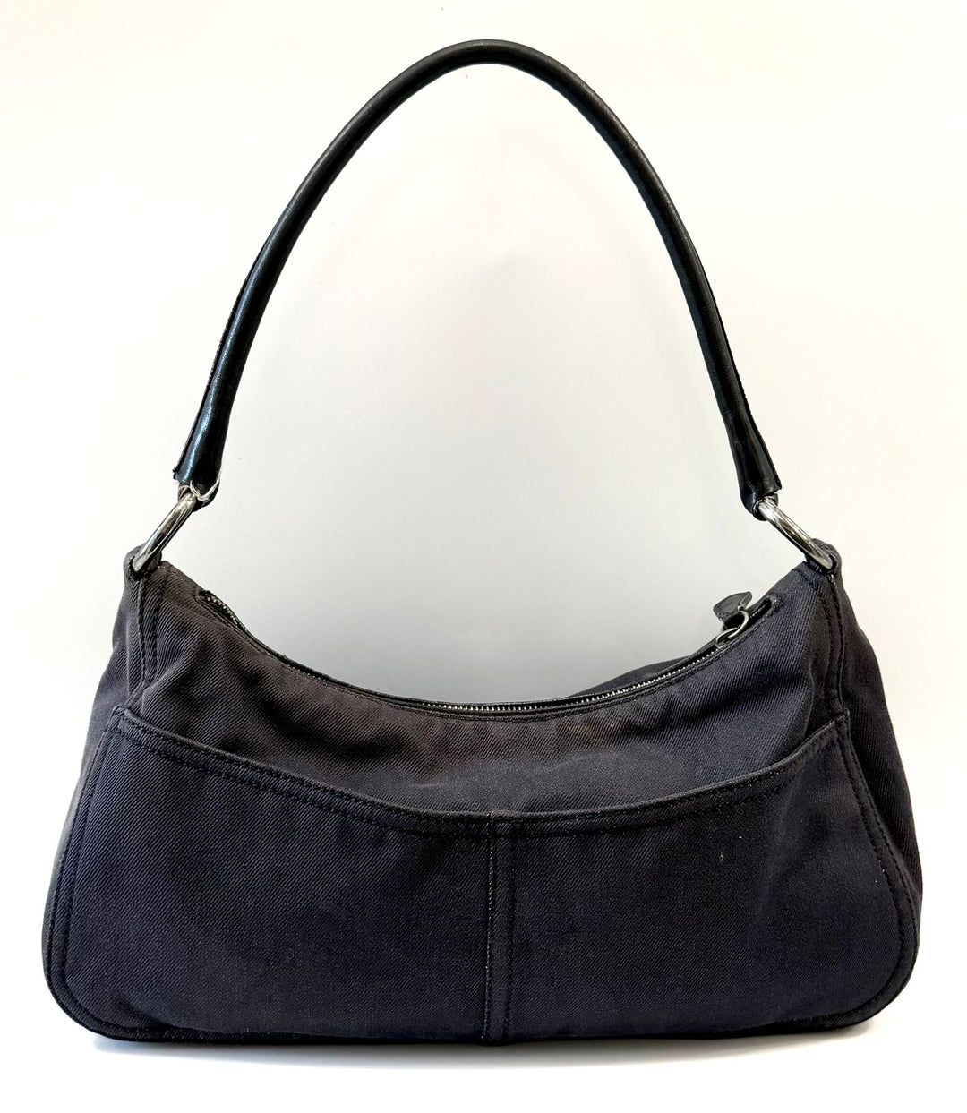 PRADA BUFALINO TRIMMED DENIM CARGO HOBO BAG
