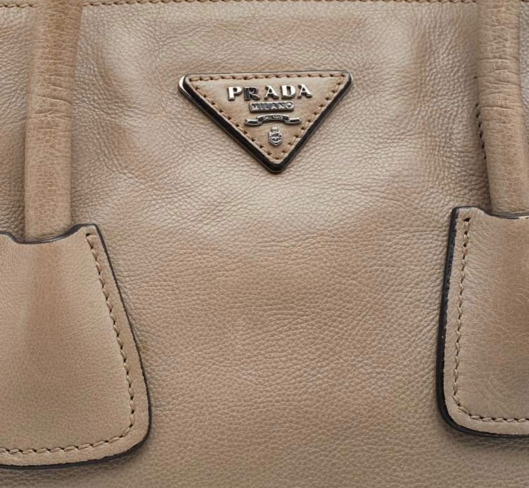 PRADA GLACE LEATHER TWIN POCKET DOUBLE HANDLE TOTE BAG