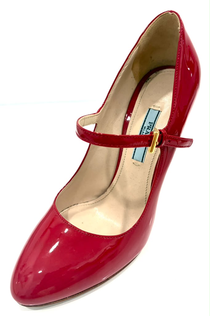 PRADA PATENT LEATHER MARY JANE PUMPS