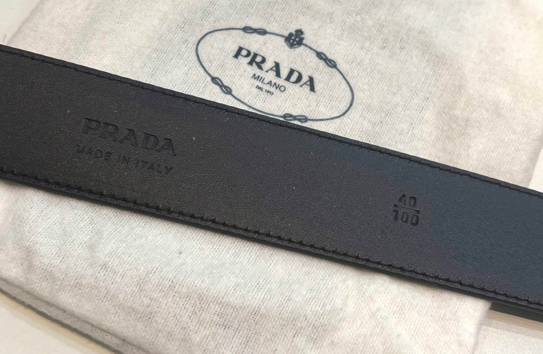 PRADA SAFFIANO LEATHER LOGO BELT