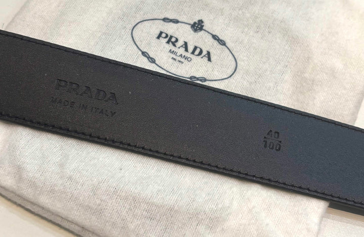 PRADA SAFFIANO LEATHER LOGO BELT