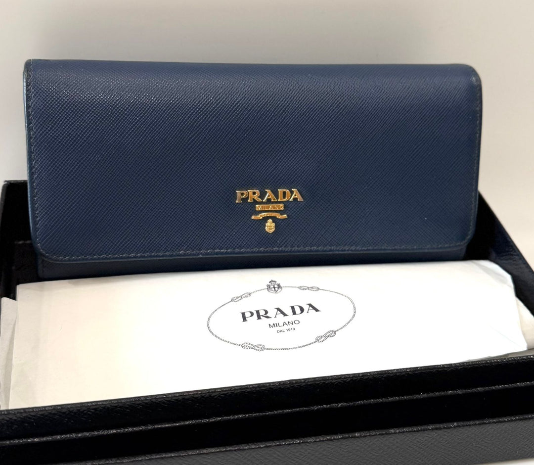 PRADA SAFFIANO LEATHER CONTINENTAL FLAP WALLET