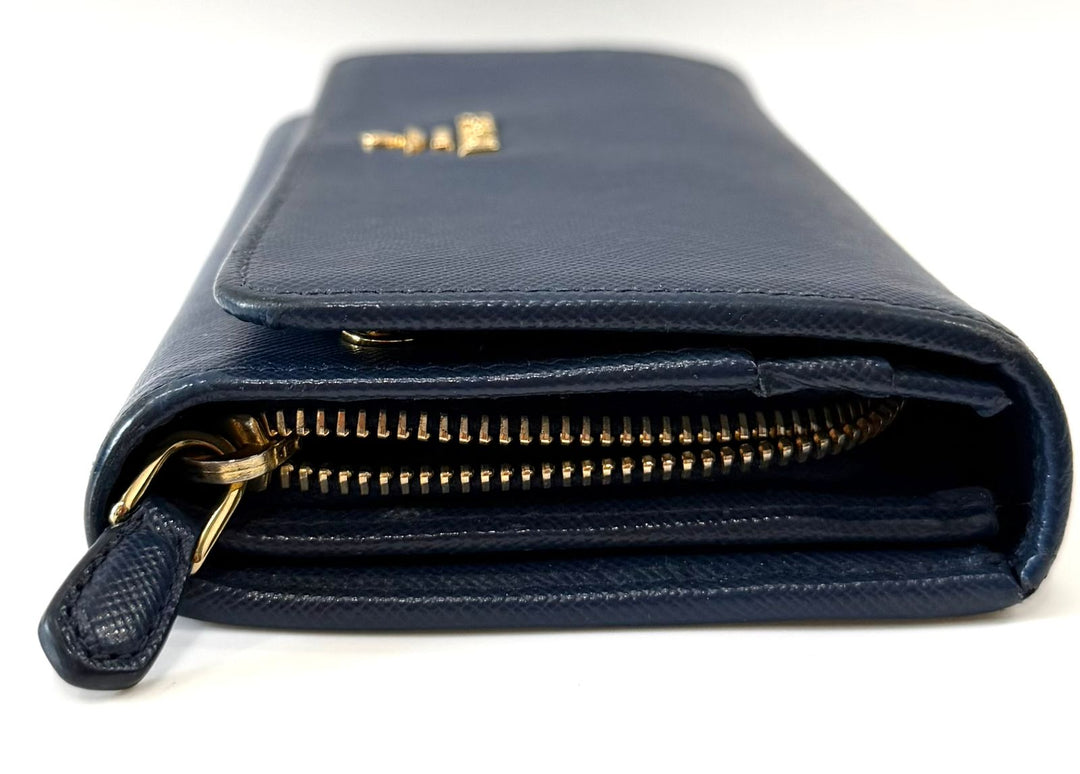 PRADA SAFFIANO LEATHER CONTINENTAL FLAP WALLET