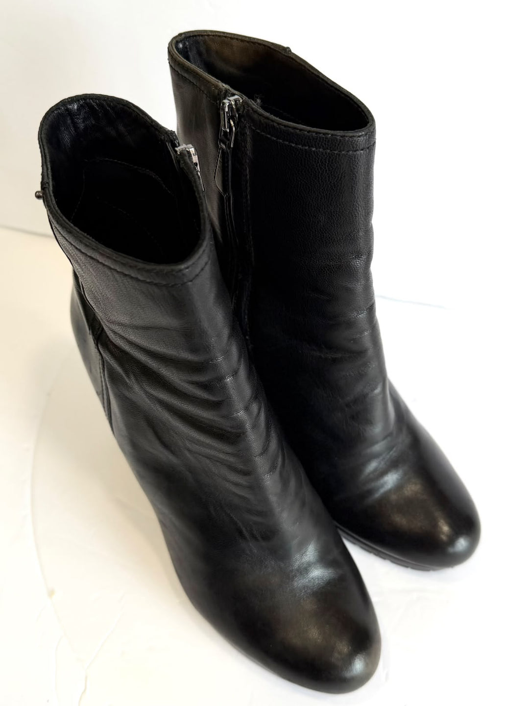 PRADA SPORT SOFT CALFSKIN LEATHER WEDGE HEEL BOOTIES