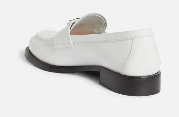 PRADA TRIANGLE LOGO PENNY SHINY BRUSHED CALFSKIN LEATHER LOAFERS
