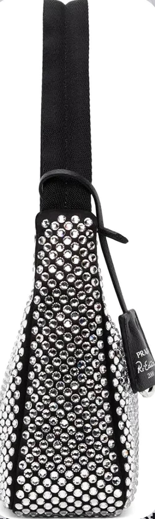 PRADA RE-EDITION 2005 CRYSTAL EMBELLISHED SATIN MINI BAG