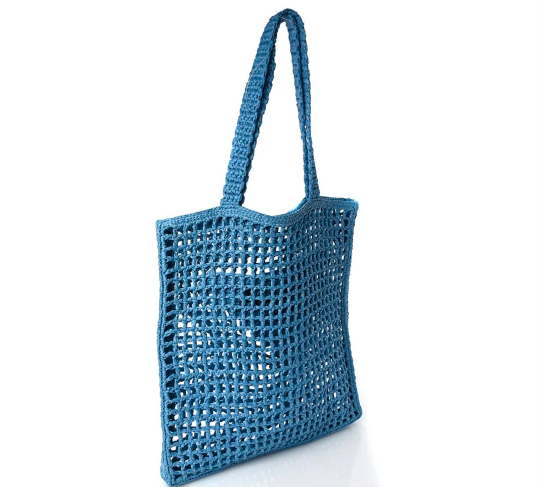PRADA CROCHET LOGO EMBROIDERED TOTE BAG