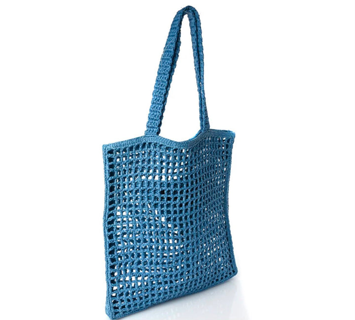 PRADA CROCHET LOGO EMBROIDERED TOTE BAG