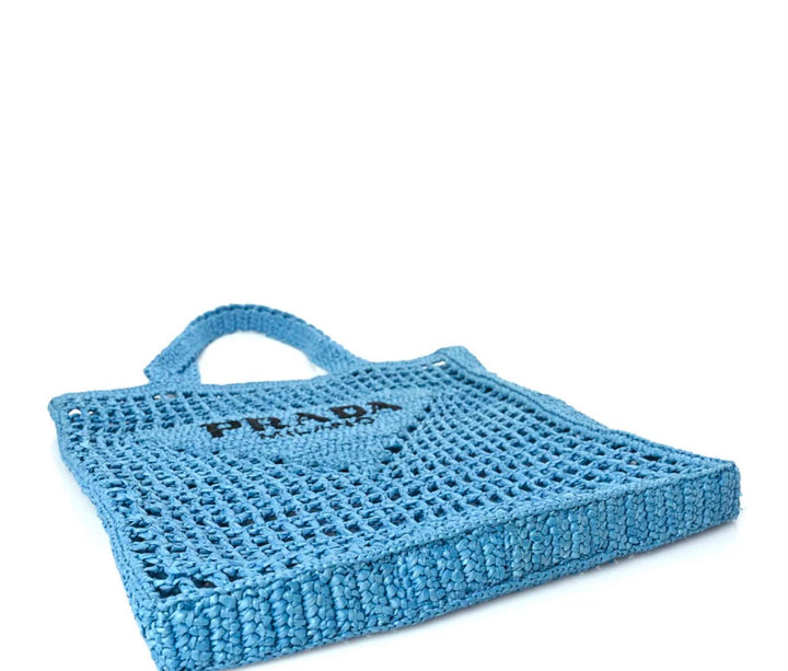 PRADA CROCHET LOGO EMBROIDERED TOTE BAG