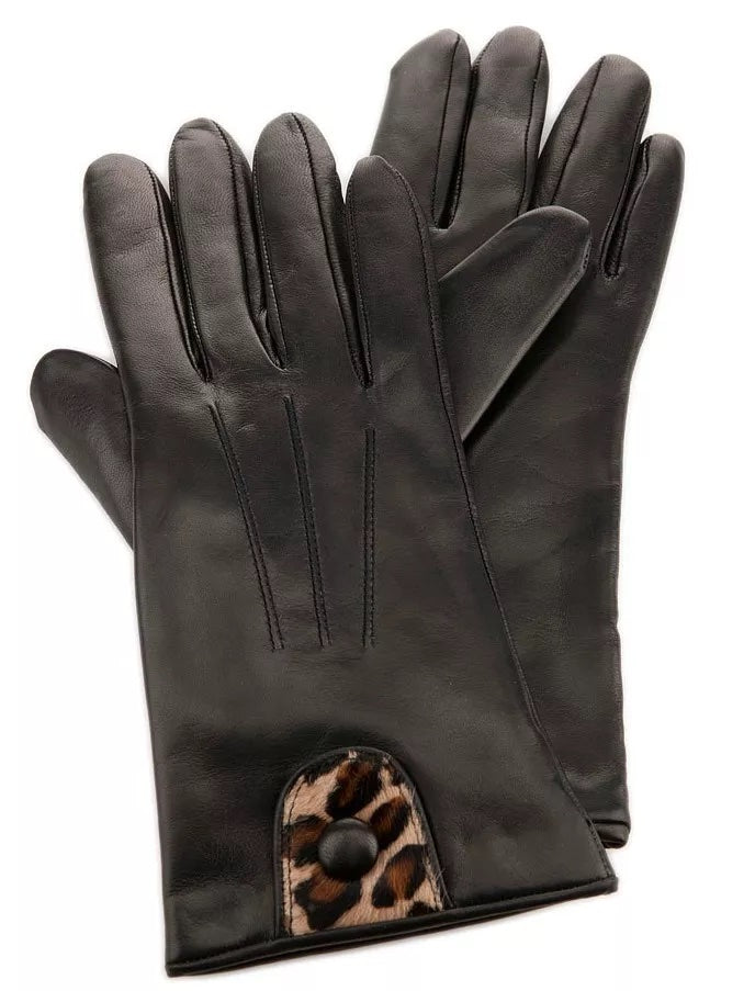 PORTOLANO NAPPA LEATHER CALF HAIR CASHMERE LINED GLOVES