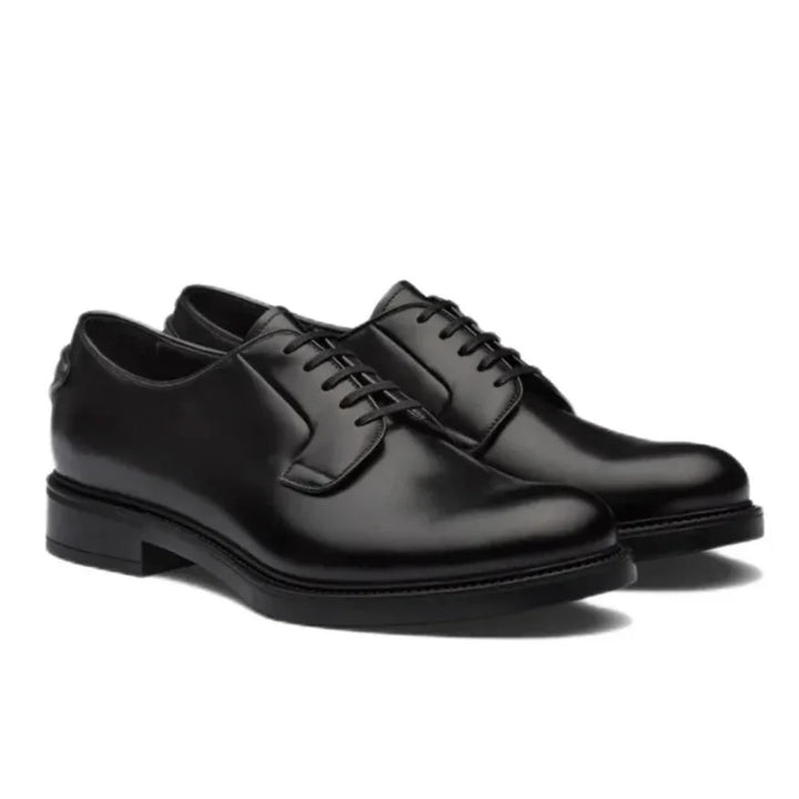 PRADA BRUSHED CALFSKIN LEATHER DERBY LACE-UP SHOES