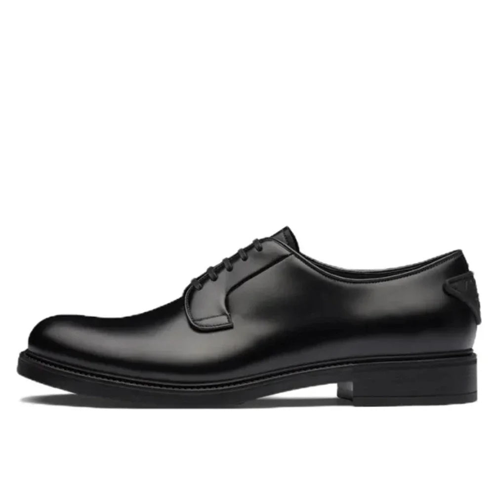 PRADA BRUSHED CALFSKIN LEATHER DERBY LACE-UP SHOES