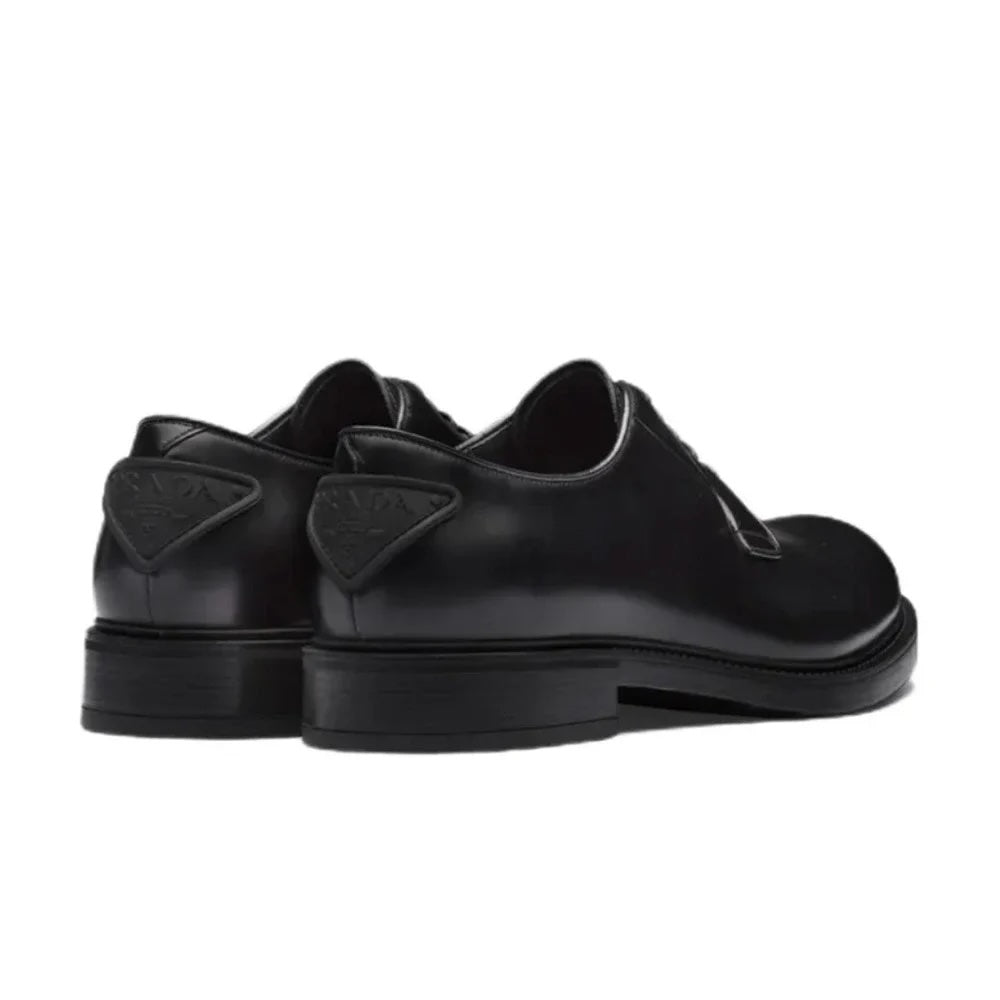 PRADA BRUSHED CALFSKIN LEATHER DERBY LACE-UP SHOES