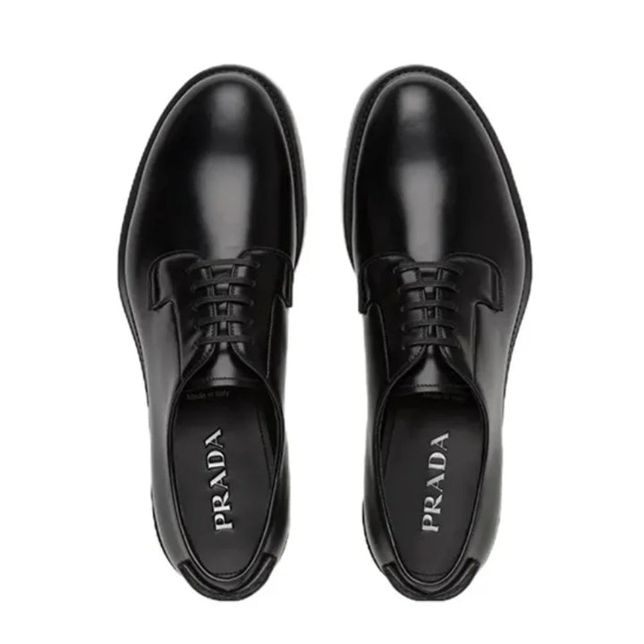 PRADA BRUSHED CALFSKIN LEATHER DERBY LACE-UP SHOES
