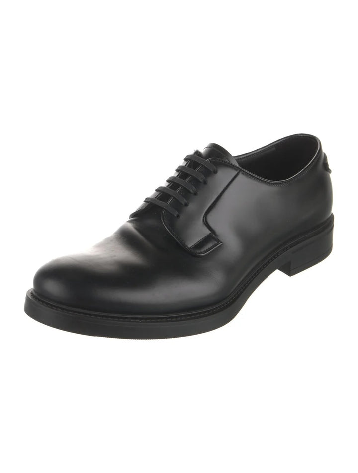 PRADA BRUSHED CALFSKIN LEATHER DERBY LACE-UP SHOES